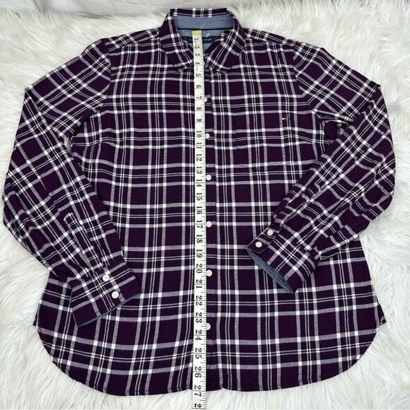 Tommy Hilfiger Women's Purple Y2K Plaid Casual Flannel Button Down Shirt S/C41 - Picture 10 of 12